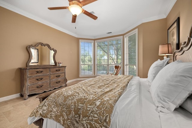 10008 Inshore Dr, Austin, TX 78730 - bedroom with ornamental molding and ceiling fan