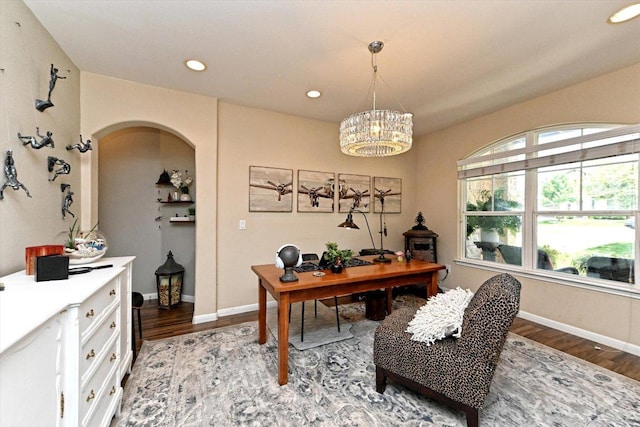 11600 Santa Elena Ln, Austin, TX 78717 - office space with light wood-style flooring, a chandelier, and recessed lighting