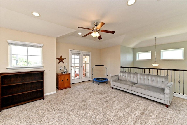 11600 Santa Elena Ln, Austin, TX 78717 - sitting room featuring carpet flooring, a ceiling fan, and recessed lighting