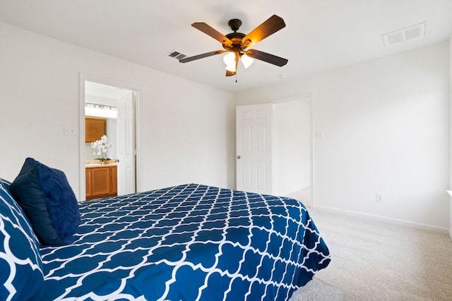1431 Davis Mountain Loop, Cedar Park, TX 78613 - carpeted bedroom with a ceiling fan and connected bathroom