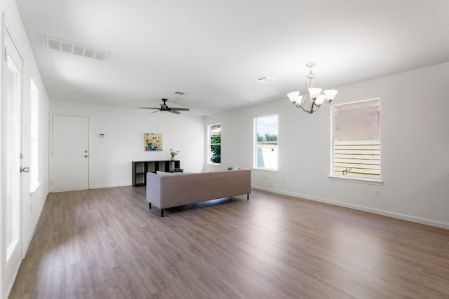 1431 Davis Mountain Loop, Cedar Park, TX 78613 - living area featuring a chandelier, wood finished floors, and ceiling fan