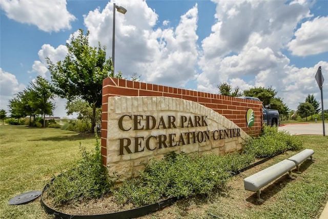 1431 Davis Mountain Loop, Cedar Park, TX 78613 - community sign featuring a yard