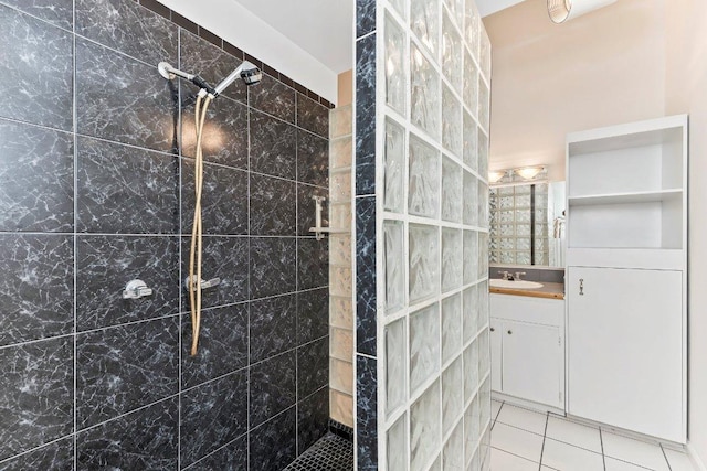 17226 Rocky Ridge Rd, Austin, TX 78734 - full bath featuring walk in shower, vanity, and tile patterned flooring
