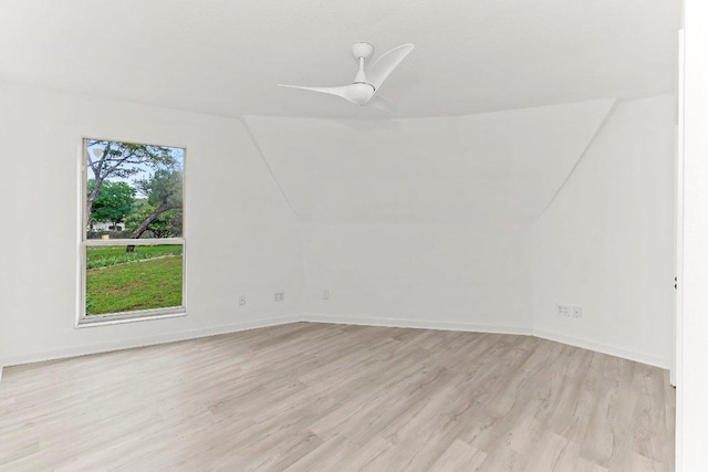17226 Rocky Ridge Rd, Austin, TX 78734 - unfurnished room featuring vaulted ceiling, light wood-type flooring, and a ceiling fan