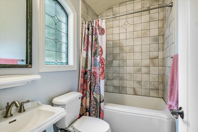 1208 Verdant Way, Austin, TX 78746 - bathroom featuring toilet and shower / bath combination with curtain
