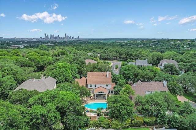 1208 Verdant Way, Austin, TX 78746 - bird's eye view of a forest and a pool area