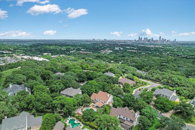 1208 Verdant Way, Austin, TX 78746 - aerial view of property and surrounding area featuring skyline