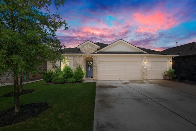 649 Otto Ave, Georgetown, TX 78626 - single story home featuring an attached garage, concrete driveway, a yard, and brick siding