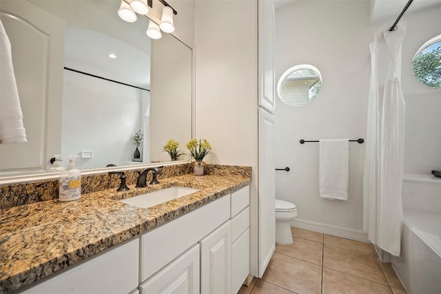 10908 Sans Souci Pl, Austin, TX 78759 - bathroom with vanity, tile patterned flooring, and shower / bath combo