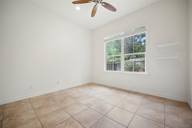 10908 Sans Souci Pl, Austin, TX 78759 - unfurnished room with a ceiling fan, light tile patterned floors, and recessed lighting