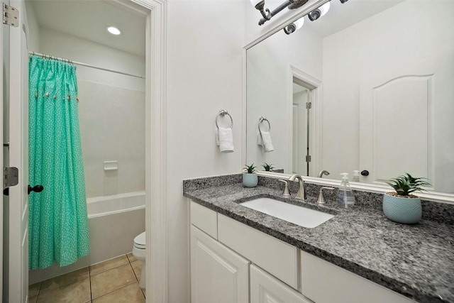 10908 Sans Souci Pl, Austin, TX 78759 - bathroom with vanity, shower / tub combo, and tile patterned floors
