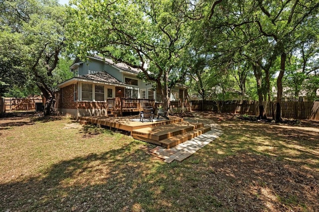 11305 Deputy Dr, Austin, TX 78748 - fenced backyard with a wooden deck