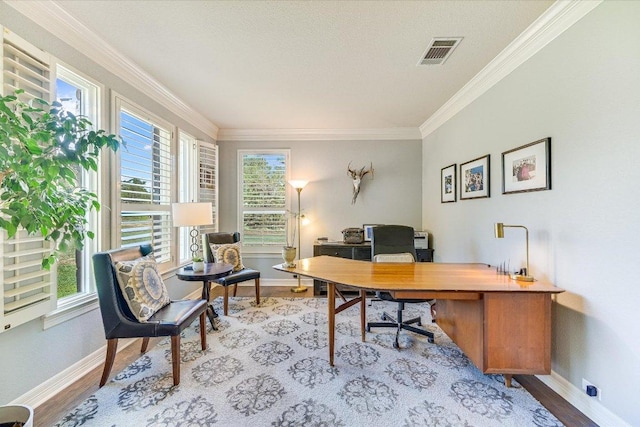 280 Whitney Run, Buda, TX 78610 - office space featuring wood finished floors and crown molding