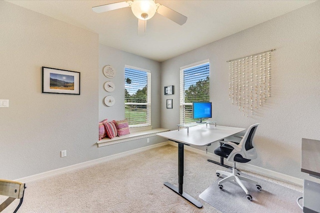 280 Whitney Run, Buda, TX 78610 - home office featuring carpet flooring and a ceiling fan