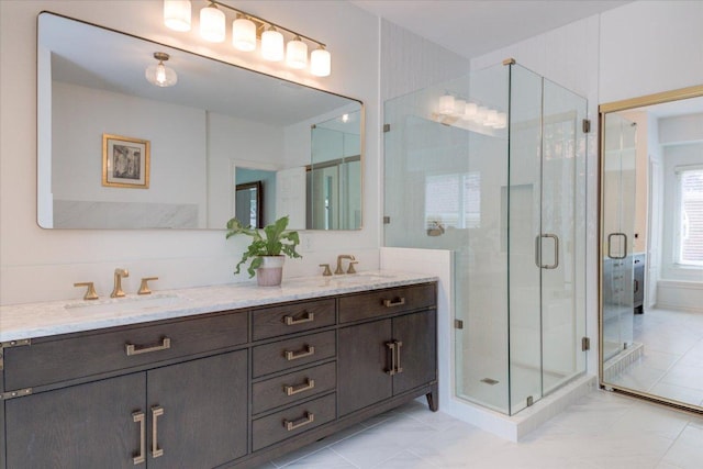 8500 E Potosi Cv, Austin, TX 78717 - bathroom featuring double vanity and a shower stall