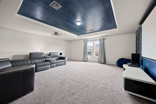 12000 Kincardine Way, Austin, TX 78754 - home theater room with a raised ceiling and carpet floors