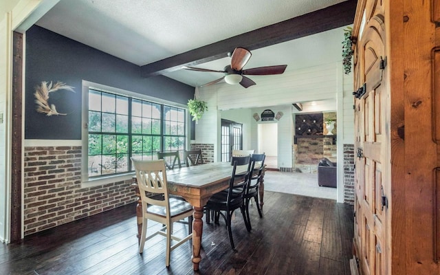 4204 Deer Tract St, Round Rock, TX 78681 - dining room featuring beam ceiling, dark wood-style floors, and ceiling fan