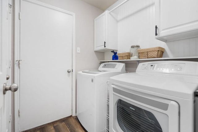 3713 Eagle Fledge Ter, Pflugerville, TX 78660 - washroom featuring dark wood finished floors, cabinet space, and washer and clothes dryer
