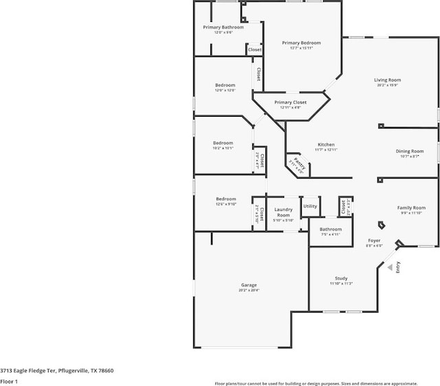 3713 Eagle Fledge Ter, Pflugerville, TX 78660 - view of property floor plan