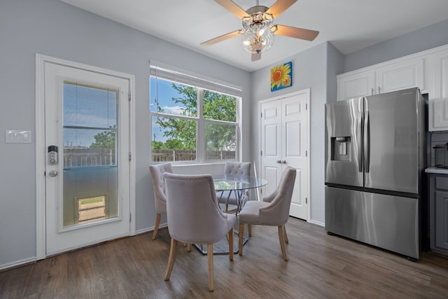 1913 Avante Dr, Cedar Park, TX 78613 - dining area featuring wood finished floors and a ceiling fan