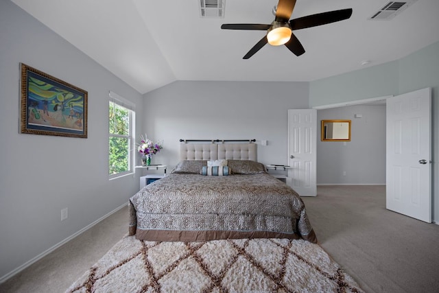 1913 Avante Dr, Cedar Park, TX 78613 - bedroom featuring carpet, vaulted ceiling, and ceiling fan
