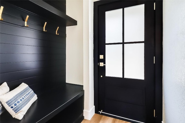 2402 Broken Oak Dr, Austin, TX 78745 - mudroom with light wood finished floors and baseboards