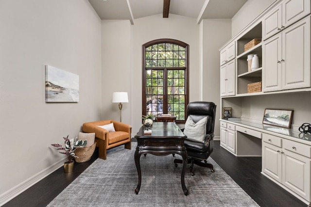 8634 Navidad Dr, Austin, TX 78735 - home office with dark wood-type flooring and built in study area