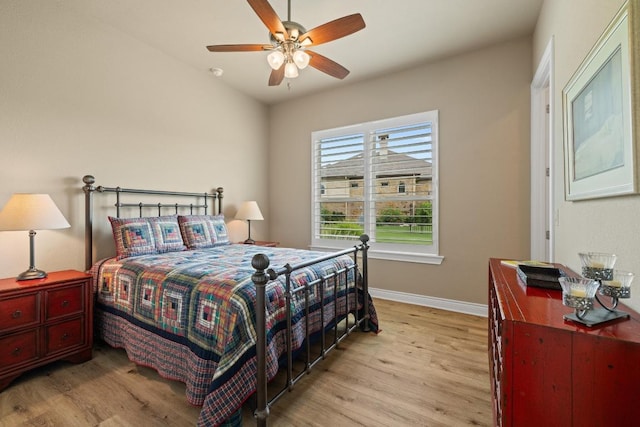 108 Marbella Way, Georgetown, TX 78633 - bedroom featuring light wood-type flooring and ceiling fan