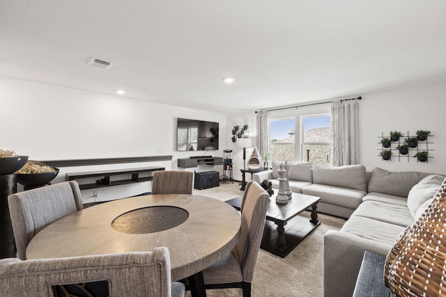 614 W Martingale St W, Georgetown, TX 78633 - living room with light carpet and recessed lighting