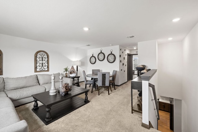 614 W Martingale St W, Georgetown, TX 78633 - living area featuring light carpet and recessed lighting