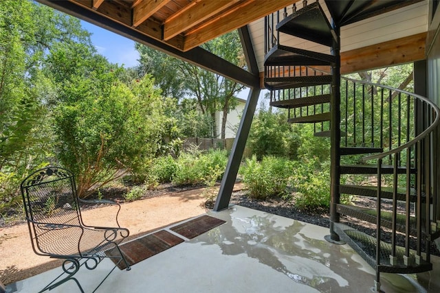 419 Brady Ln, Austin, TX 78746 - view of patio / terrace featuring stairs