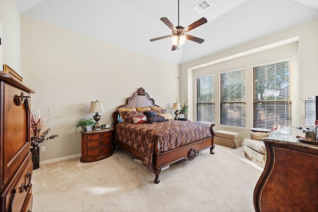 128 Lady Bird Ln, Georgetown, TX 78628 - bedroom featuring light carpet and ceiling fan