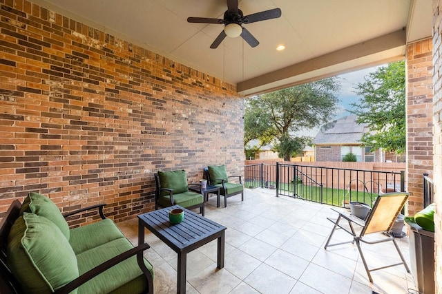 128 Lady Bird Ln, Georgetown, TX 78628 - view of patio featuring a ceiling fan and an outdoor living space