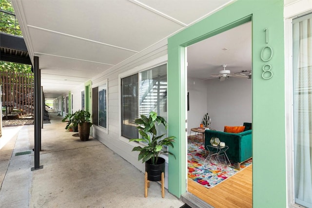 view of patio / terrace with a ceiling fan