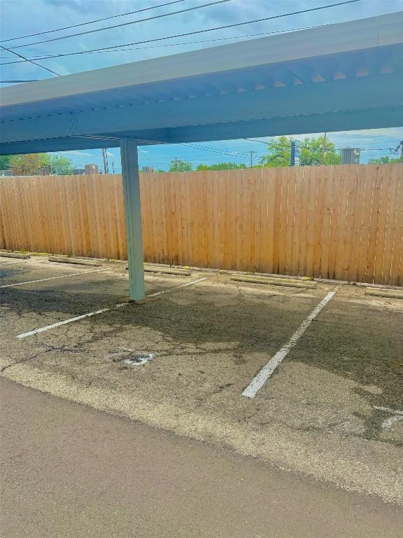 view of covered parking lot