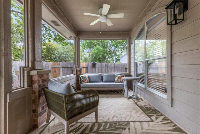 1522 Tamar Ln, Austin, TX 78727 - sunroom with a ceiling fan