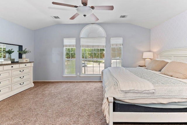 1401 Jackie Robinson Pl, Round Rock, TX 78665 - carpeted bedroom featuring lofted ceiling and a ceiling fan