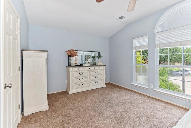 1401 Jackie Robinson Pl, Round Rock, TX 78665 - carpeted bedroom featuring lofted ceiling and a ceiling fan