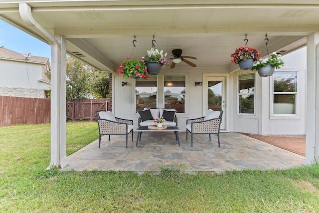 1401 Jackie Robinson Pl, Round Rock, TX 78665 - view of patio / terrace with a ceiling fan and outdoor lounge area