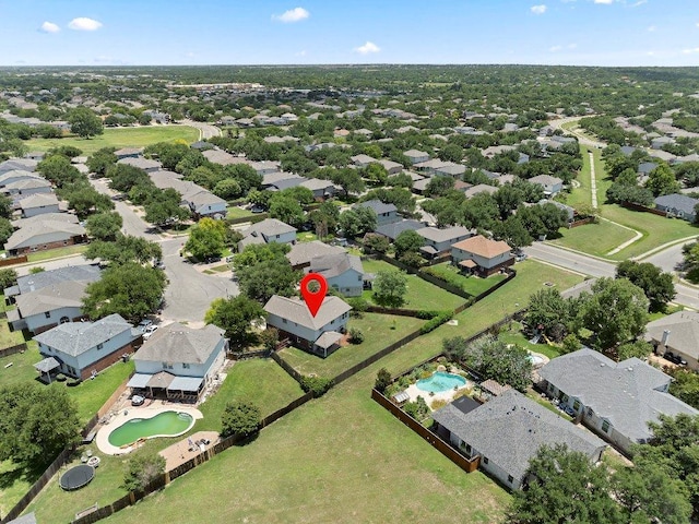 1401 Jackie Robinson Pl, Round Rock, TX 78665 - aerial view of property's location featuring a pool area and nearby suburban area