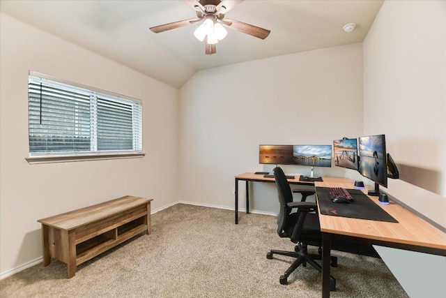 100 Rebel Red Cv, Liberty Hill, TX 78642 - office space with a ceiling fan, carpet flooring, and vaulted ceiling