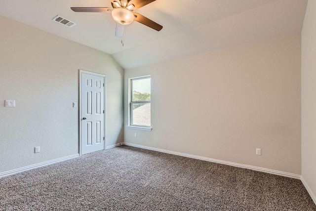 12383 Mesa Verde Dr, Austin, TX 78737 - carpeted spare room featuring ceiling fan and vaulted ceiling