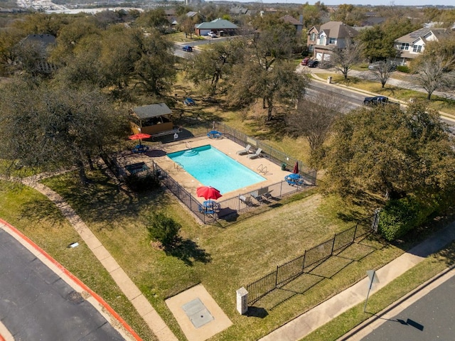 7500 Shadowridge Run Unit 47, Austin, TX 78749 - aerial perspective of suburban area featuring a pool area