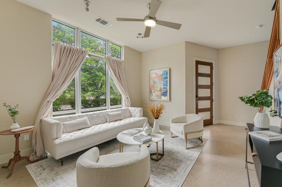 2822 Wooldridge Dr Unit B, Austin, TX 78703 - living area featuring plenty of natural light and ceiling fan