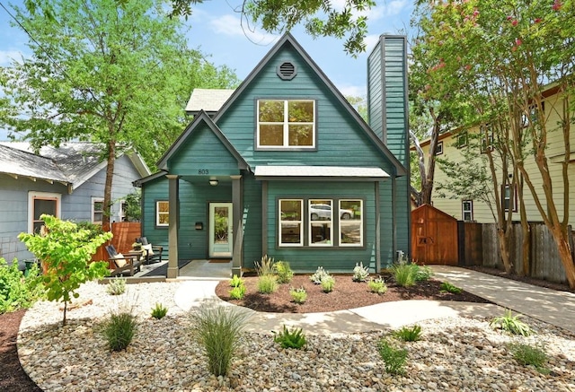 803 Jessie St, Austin, TX 78704 - view of front of home with a chimney and a porch