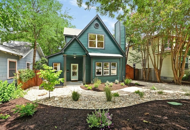 803 Jessie St, Austin, TX 78704 - back of house featuring a chimney and a porch