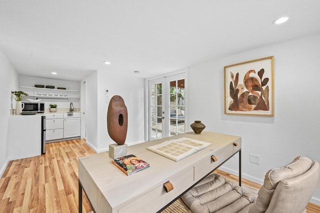 803 Jessie St, Austin, TX 78704 - office area featuring light wood-type flooring and recessed lighting
