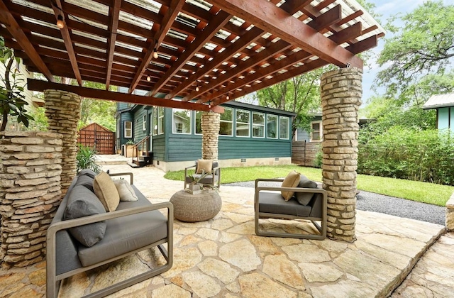 803 Jessie St, Austin, TX 78704 - view of patio / terrace with a pergola and entry steps