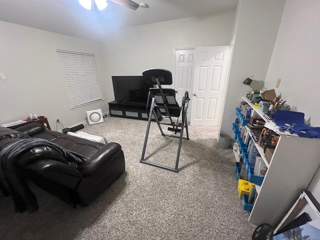 8104 Ephraim Rd, Austin, TX 78717 - exercise room featuring a ceiling fan and carpet