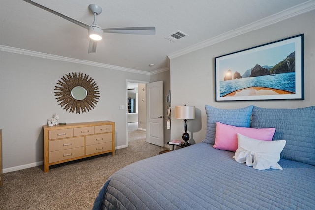 6906 Covered Bridge Dr, Austin, TX 78736 - bedroom with crown molding, carpet, and ceiling fan